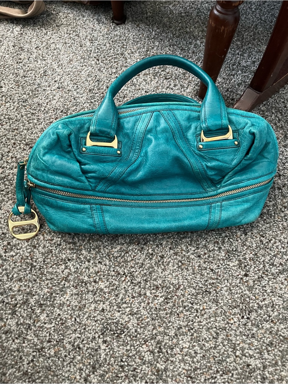 Kooba Teal Leather Hadley Satchel Bag – Vintage Boho Chic Y2K